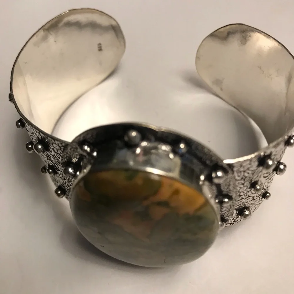 Rhyolite Stamped 925 Sterling Silver Cuff Bracelet